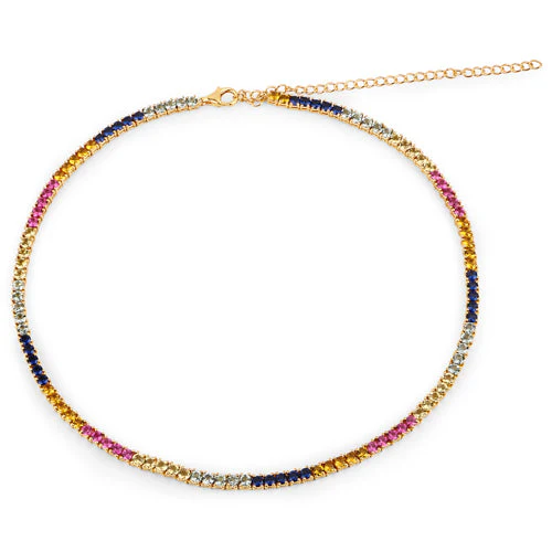 11.65 Carat Created Multi Sapphire .925 Sterling Silver Necklace - Image 5