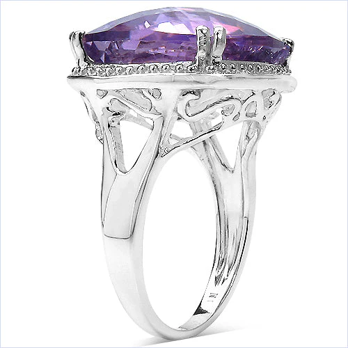 11.93 Carat Genuine Amethyst .925 Sterling Silver Ring - Image 6