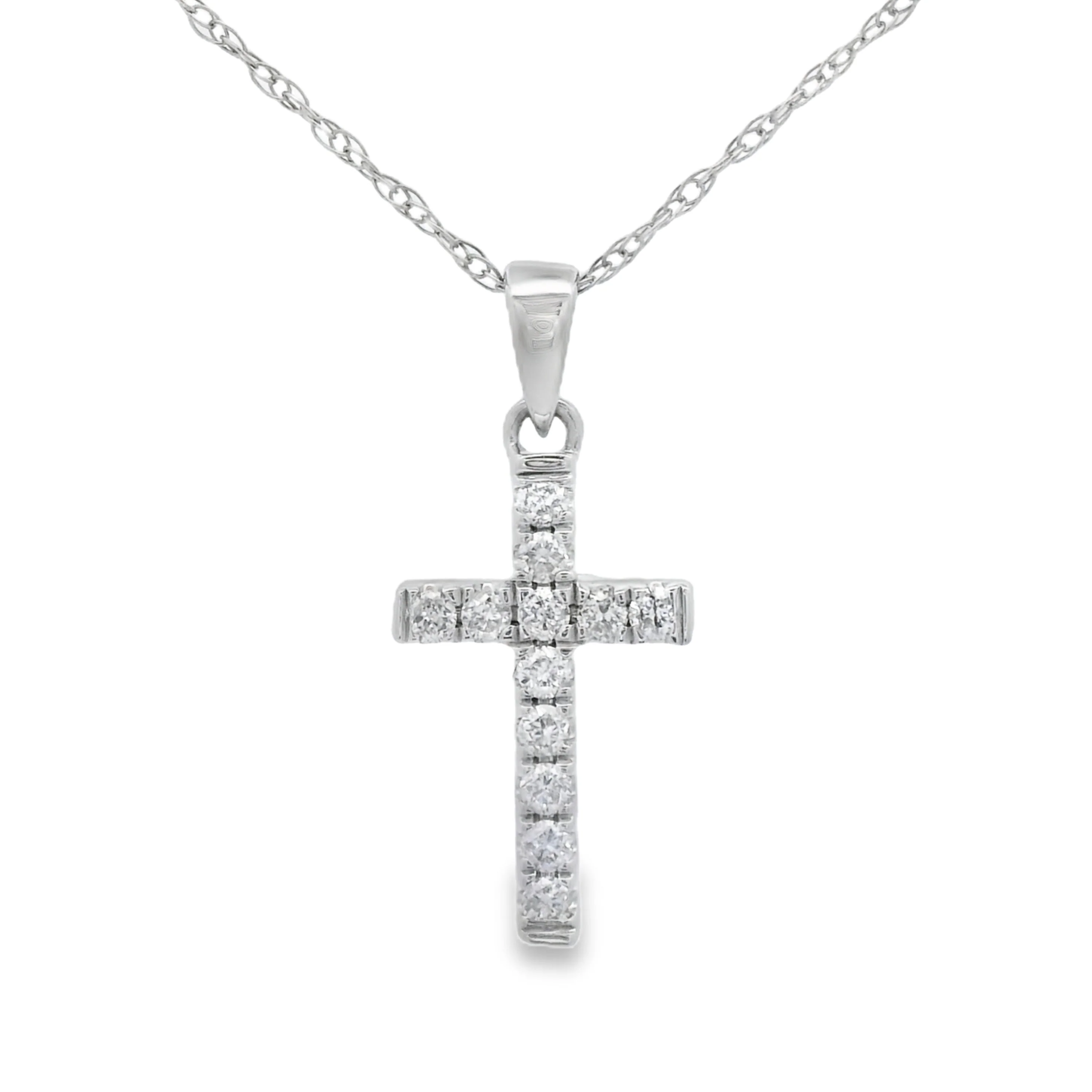 .11ct Diamond Cross Religious Pendant 14KT White Gold