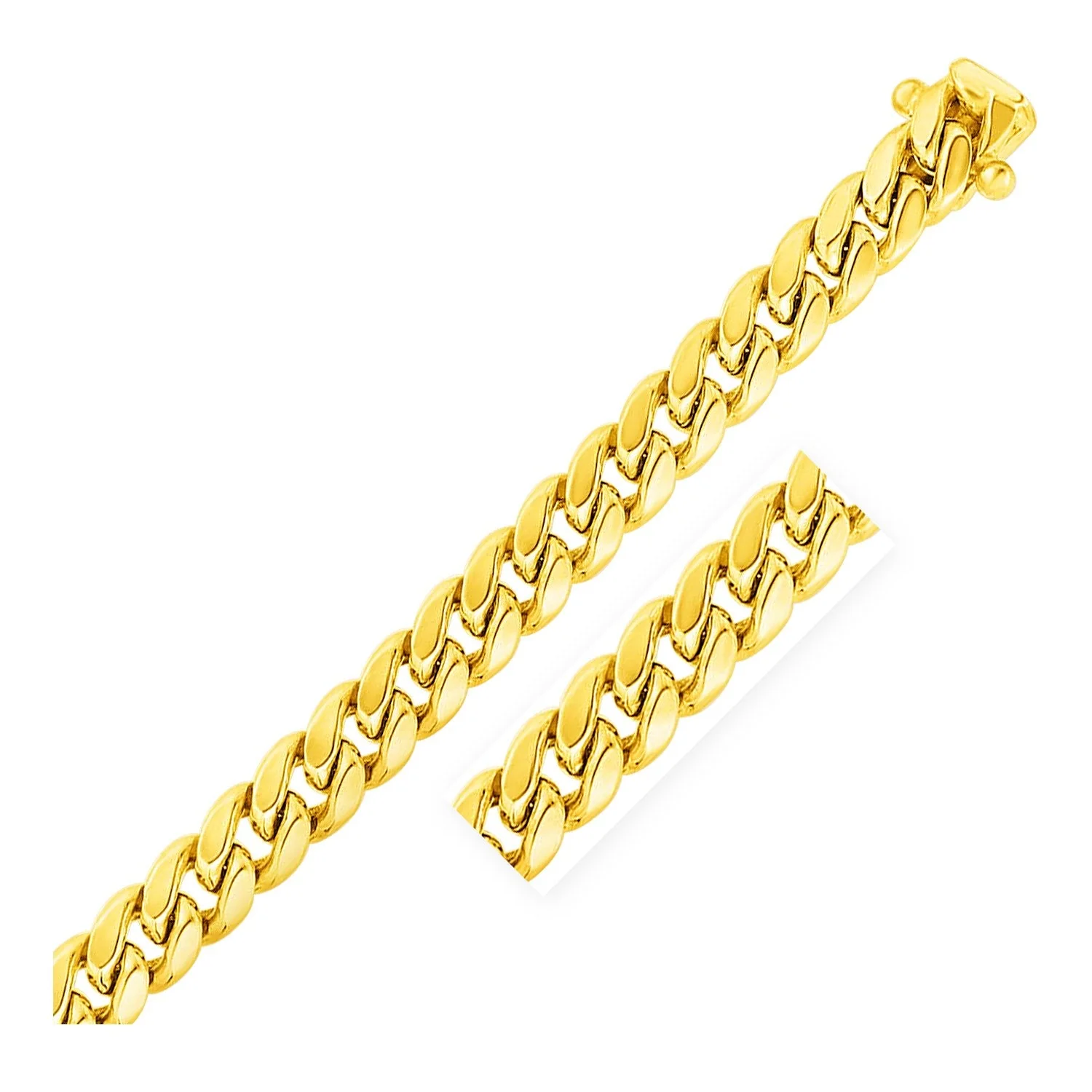 11mm 14k Yellow Gold Semi Solid Miami Cuban Bracelet - Image 3