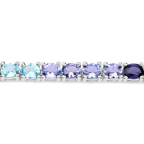 12.04 Carat Genuine Multi Stone .925 Sterling Silver Bracelet - Image 7