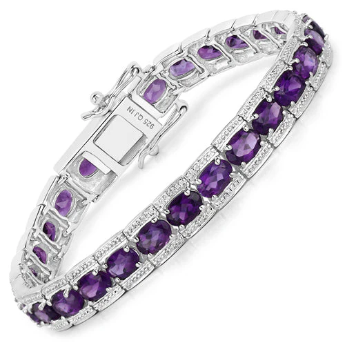 12.18 Carat Genuine Amethyst .925 Sterling Silver Bracelet - Image 2