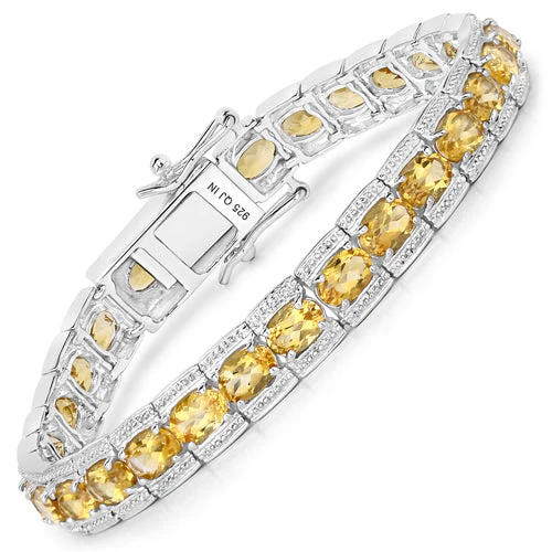 12.47 Carat Genuine Citrine .925 Sterling Silver Bracelet - Image 2