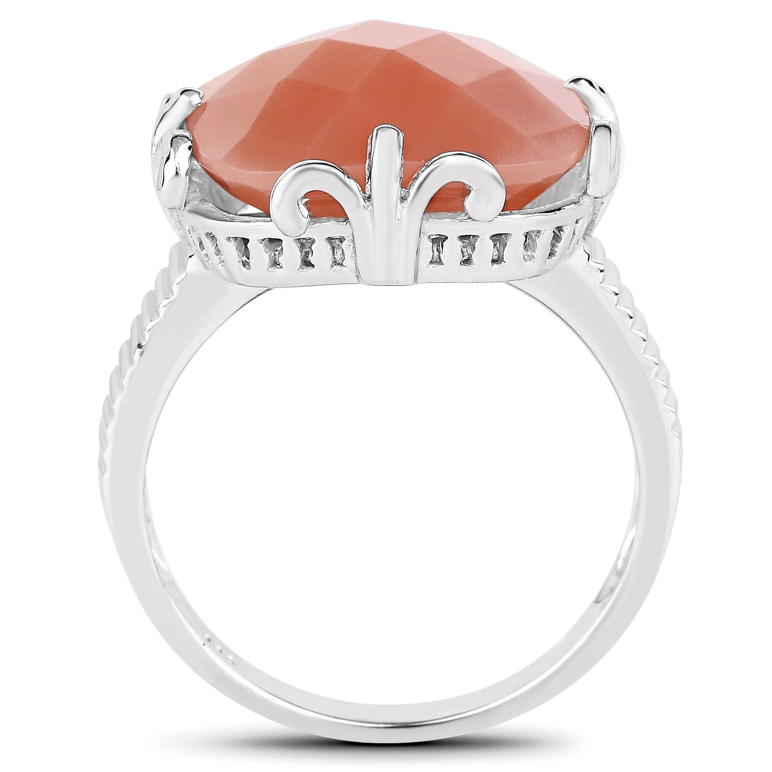 12.75 Carat Genuine Peach Moonstone .925 Sterling Silver Ring - Image 2