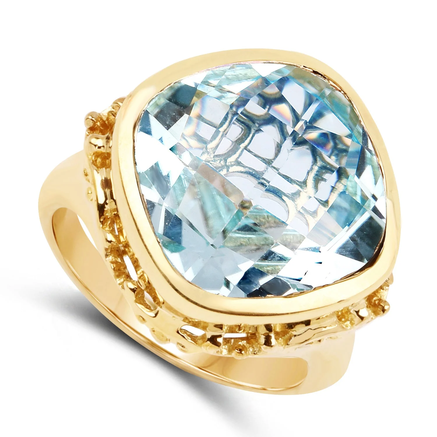 12.79 Carat Genuine Blue Topaz .925 Sterling Silver Ring - Image 2