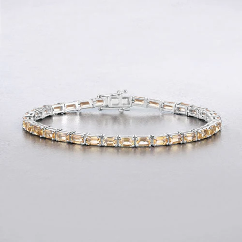 12.80 Carat Genuine Citrine .925 Sterling Silver Bracelet - Image 3