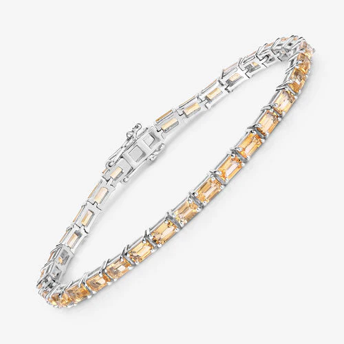 12.80 Carat Genuine Citrine .925 Sterling Silver Bracelet - Image 8