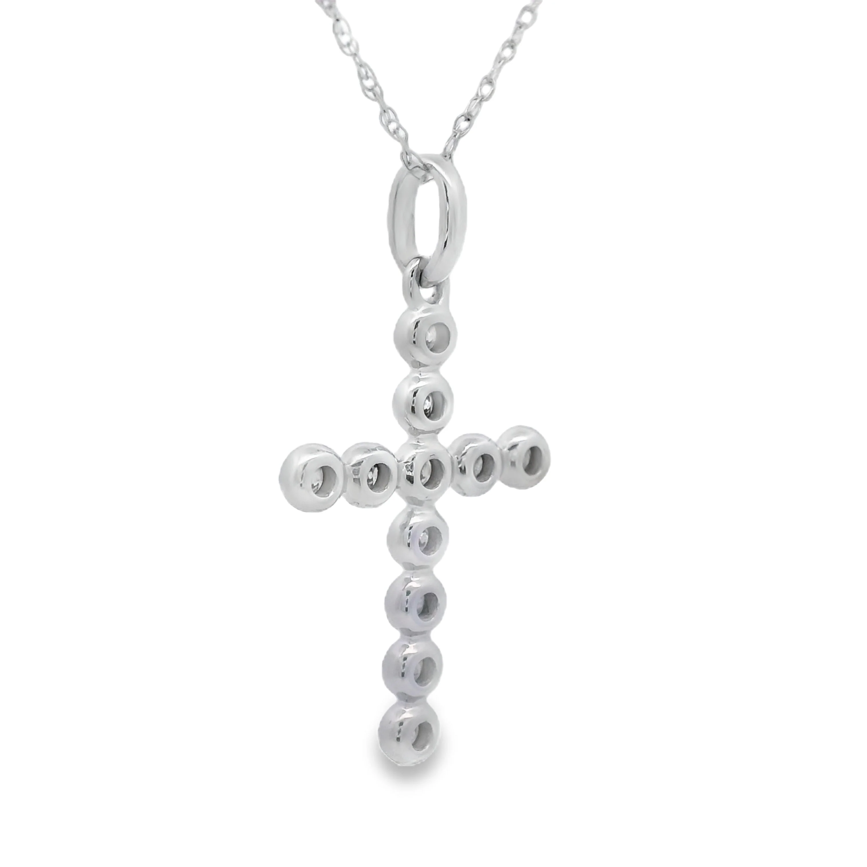 .12ct Diamond Cross Religious Pendant 14KT White Gold - Image 2