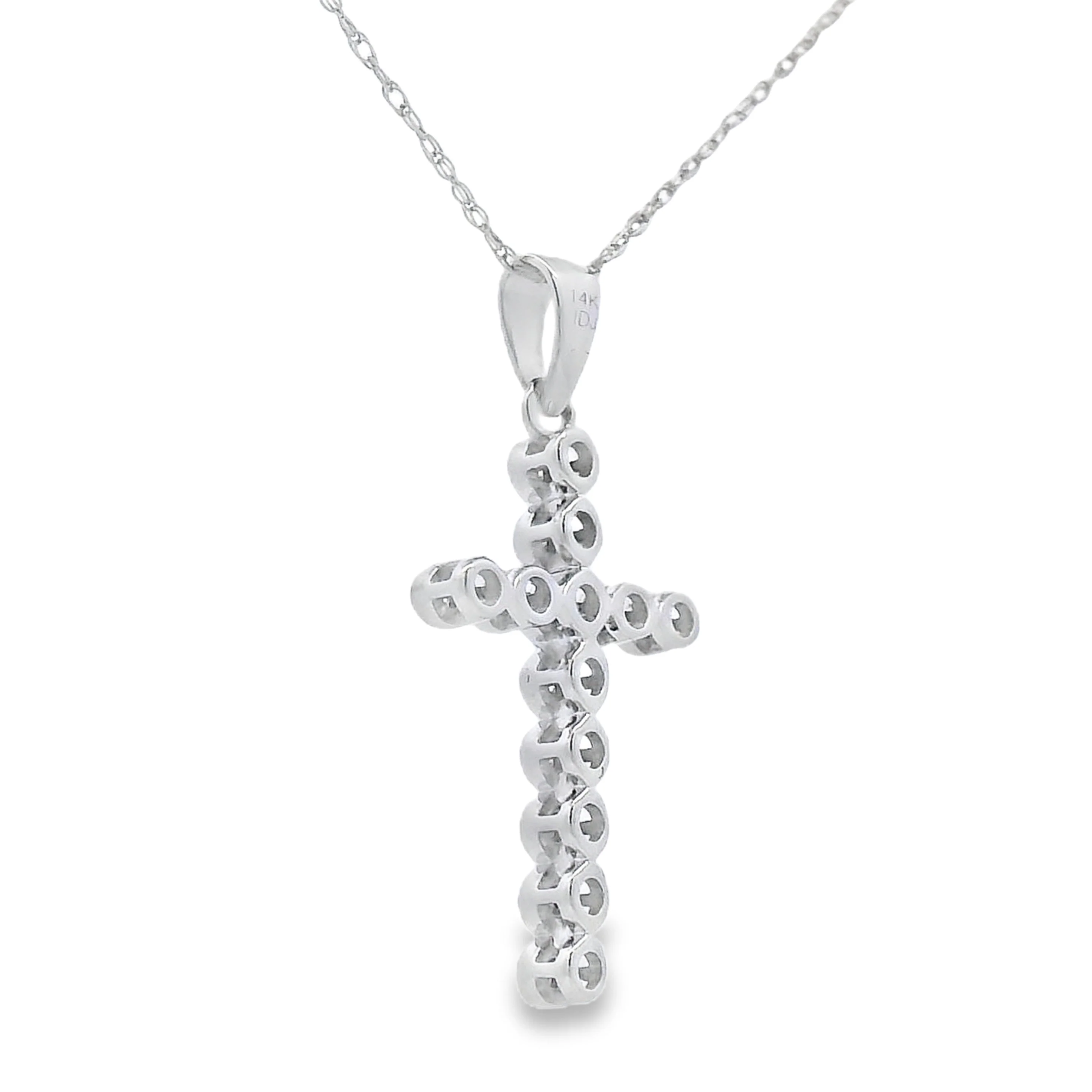.12ct Diamond Cross Religious Pendant 14KT White Gold - Image 2