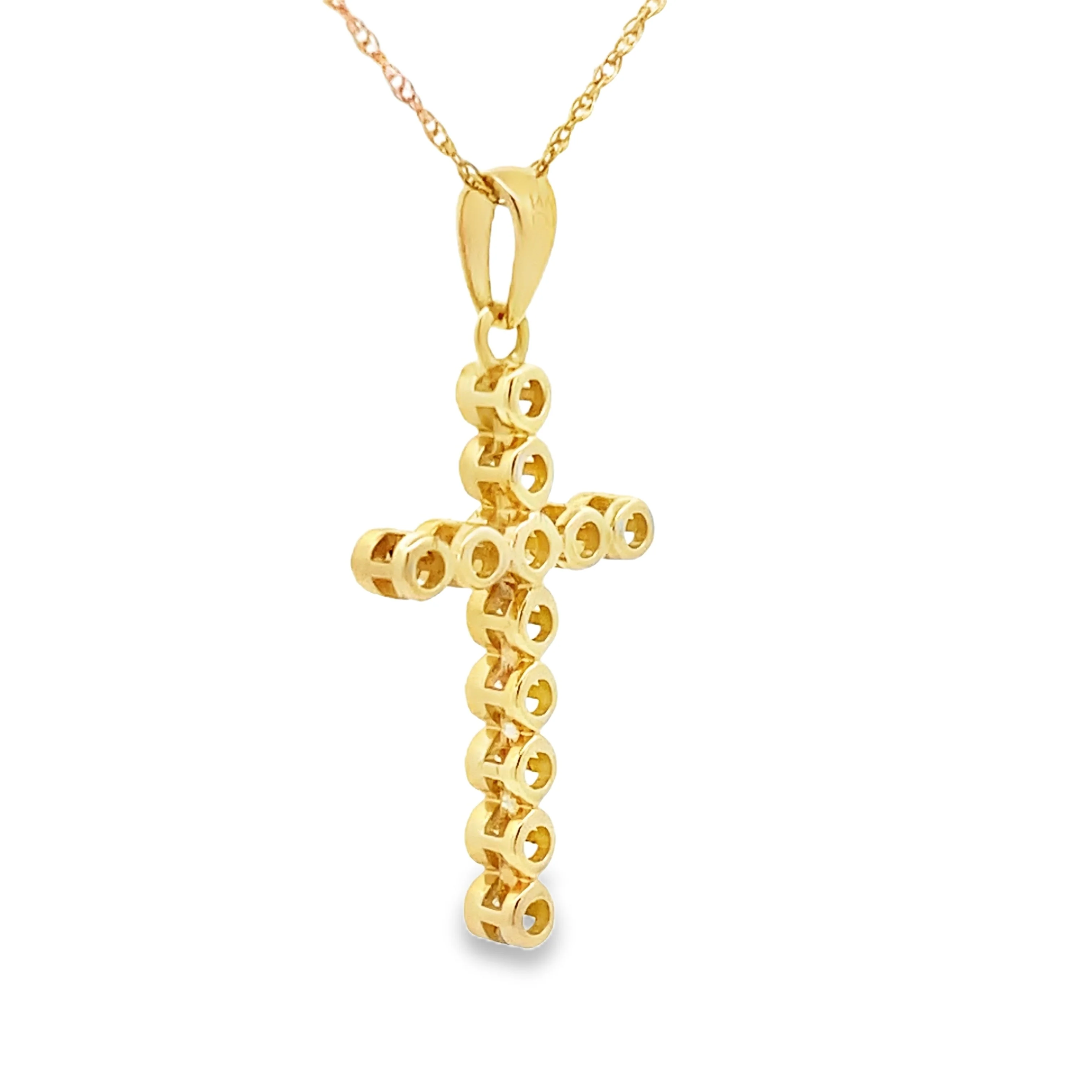 .12ct Diamond Cross Religious Pendant 14KT Yellow Gold - Image 2