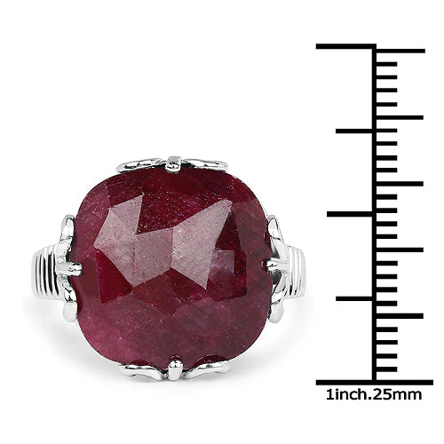 13.65 Carat Dyed Ruby .925 Sterling Silver Ring - Image 7