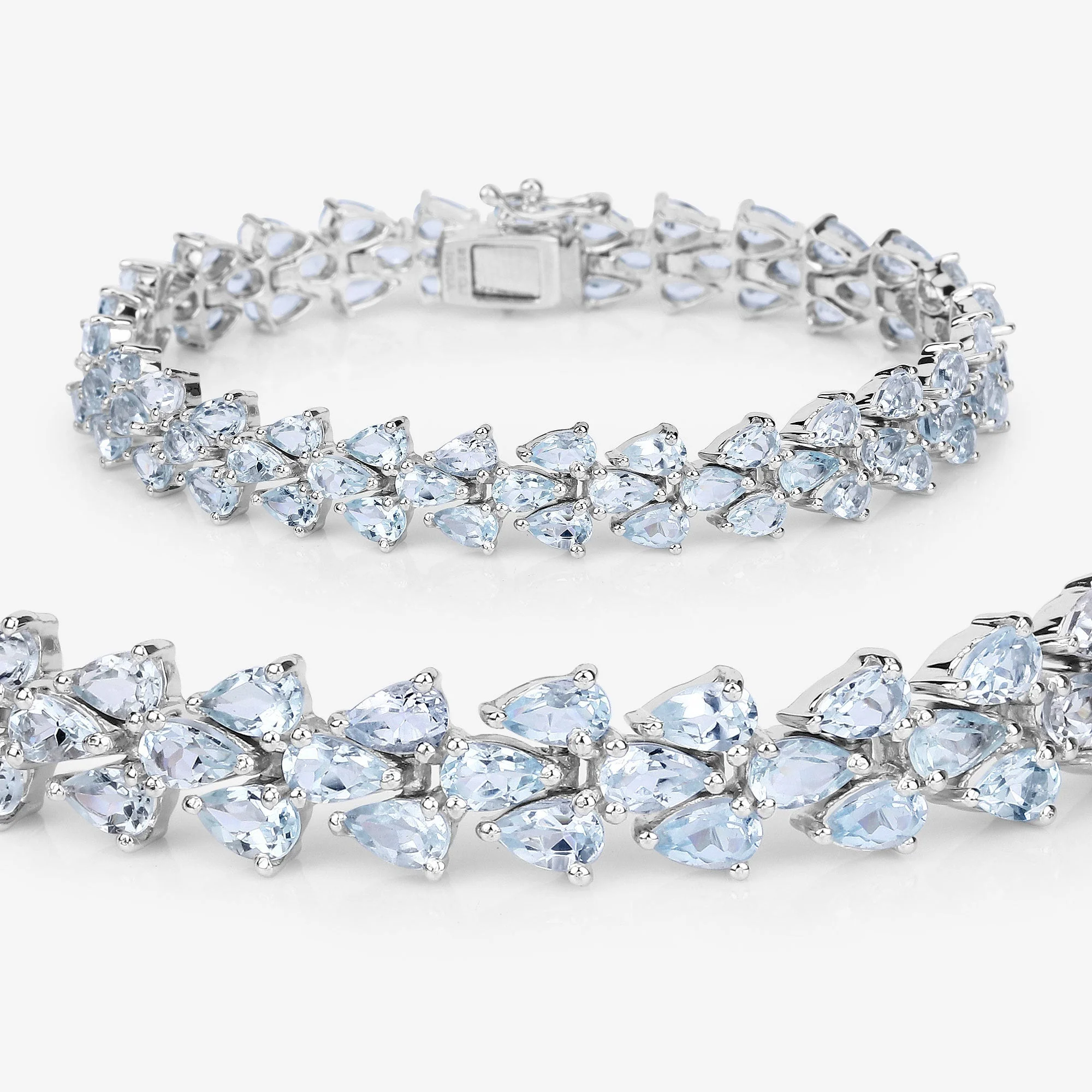14.11 Carat Genuine Aquamarine .925 Sterling Silver Bracelet - Image 4