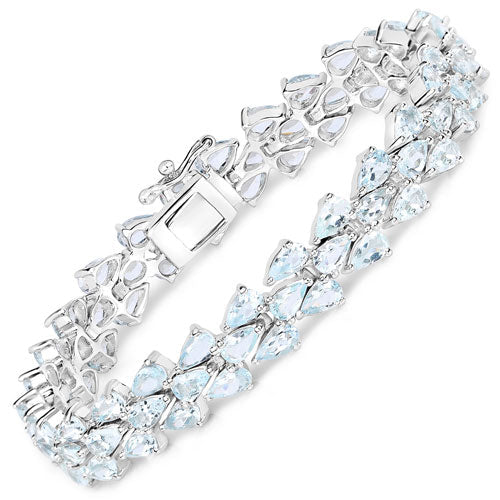 14.11 Carat Genuine Aquamarine .925 Sterling Silver Bracelet - Image 5