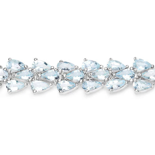 14.11 Carat Genuine Aquamarine .925 Sterling Silver Bracelet - Image 6