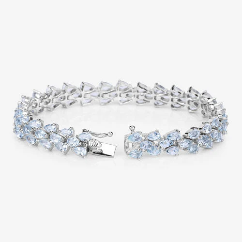 14.11 Carat Genuine Aquamarine .925 Sterling Silver Bracelet - Image 9