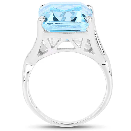 14.20 Carat Genuine Blue Topaz .925 Sterling Silver Ring - Image 5