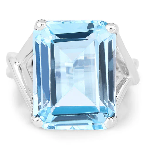 14.20 Carat Genuine Blue Topaz .925 Sterling Silver Ring - Image 6