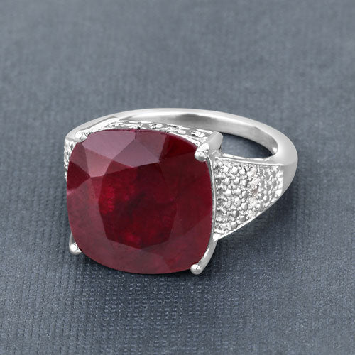 14.47 Carat Dyed Ruby and White Topaz .925 Sterling Silver Ring - Image 8