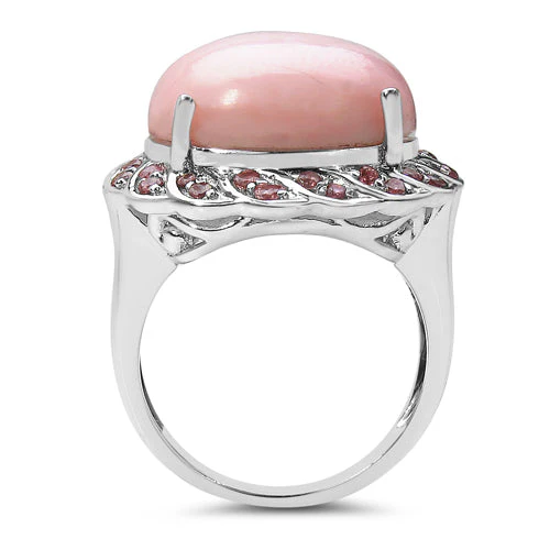 14.59 Carat Genuine Opal & Tourmaline .925 Sterling Silver Ring - Image 4