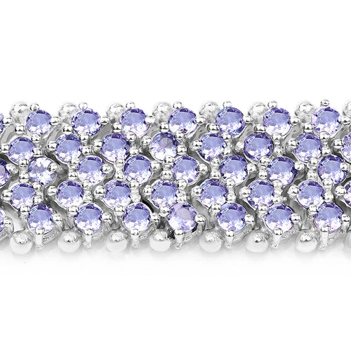 14.70 Carat Genuine Tanzanite .925 Sterling Silver Bracelet - Image 6