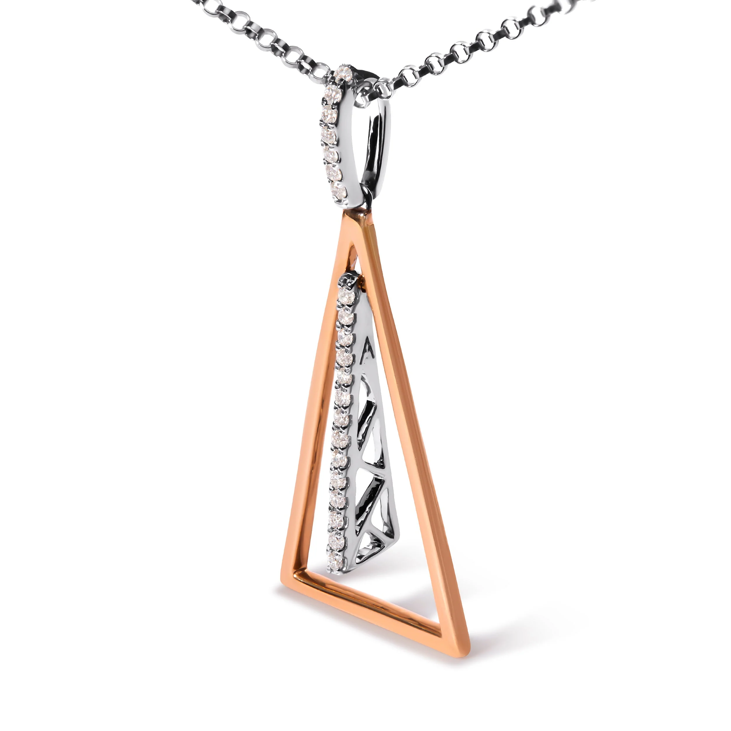 14K Rose and White Gold 1/8 Cttw Diamond Windchime 18" Pendant Necklace (G-H Color, SI1-SI2 Clarity) - Image 3