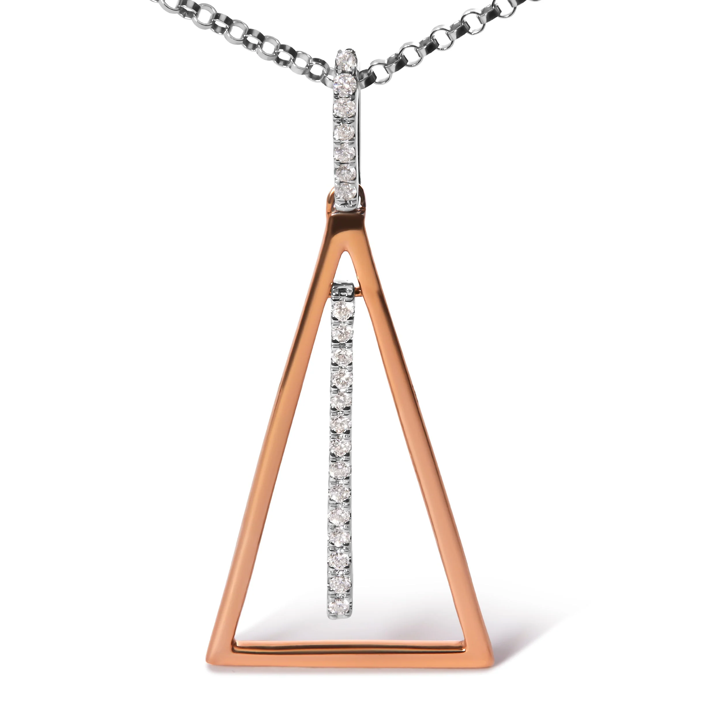 14K Rose and White Gold 1/8 Cttw Diamond Windchime 18" Pendant Necklace (G-H Color, SI1-SI2 Clarity) - Image 5