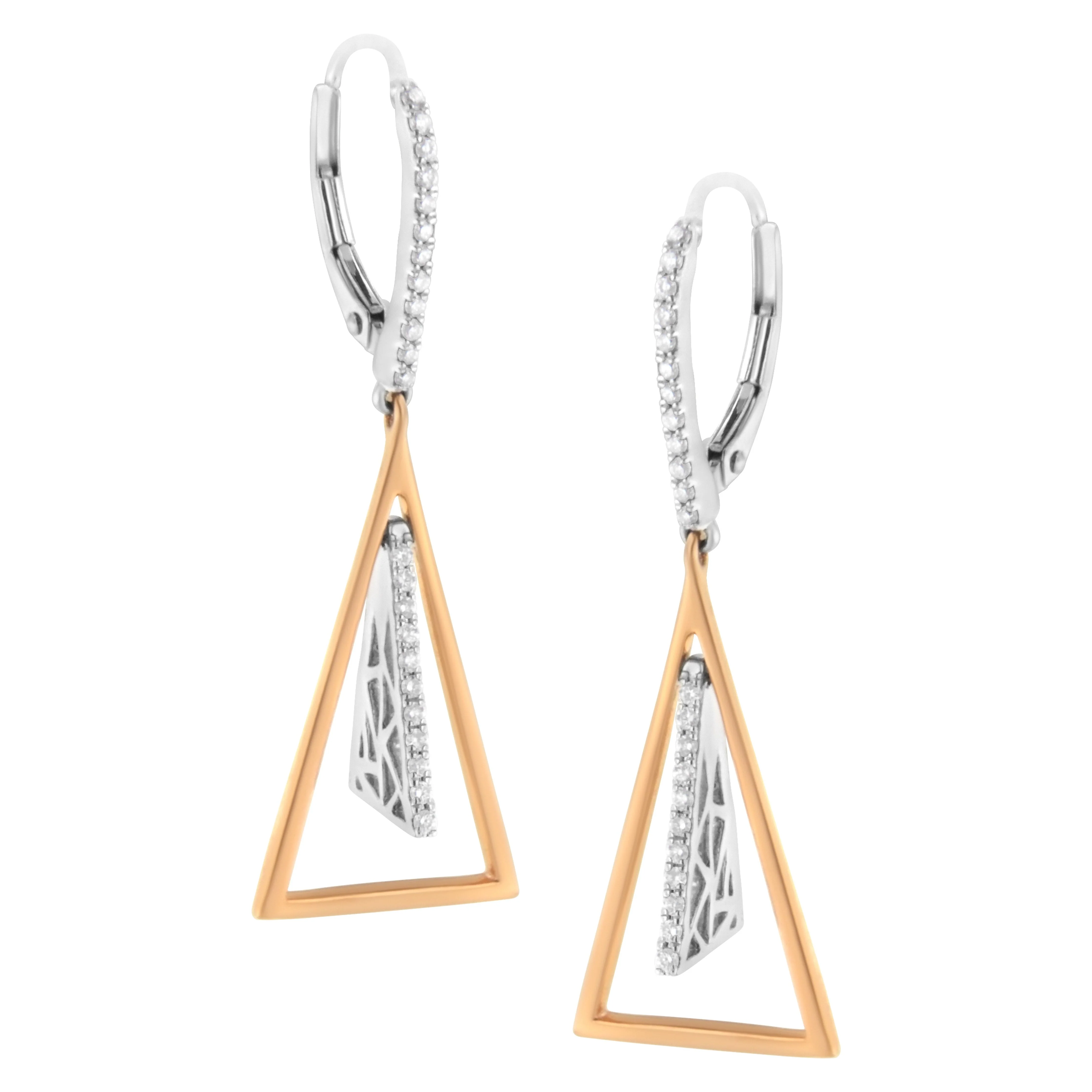 14K Rose and White Gold 3/8 Cttw Diamond Windchime Drop and Dangle Earring (G-H Color, SI1-SI2 Clarity) - Image 5