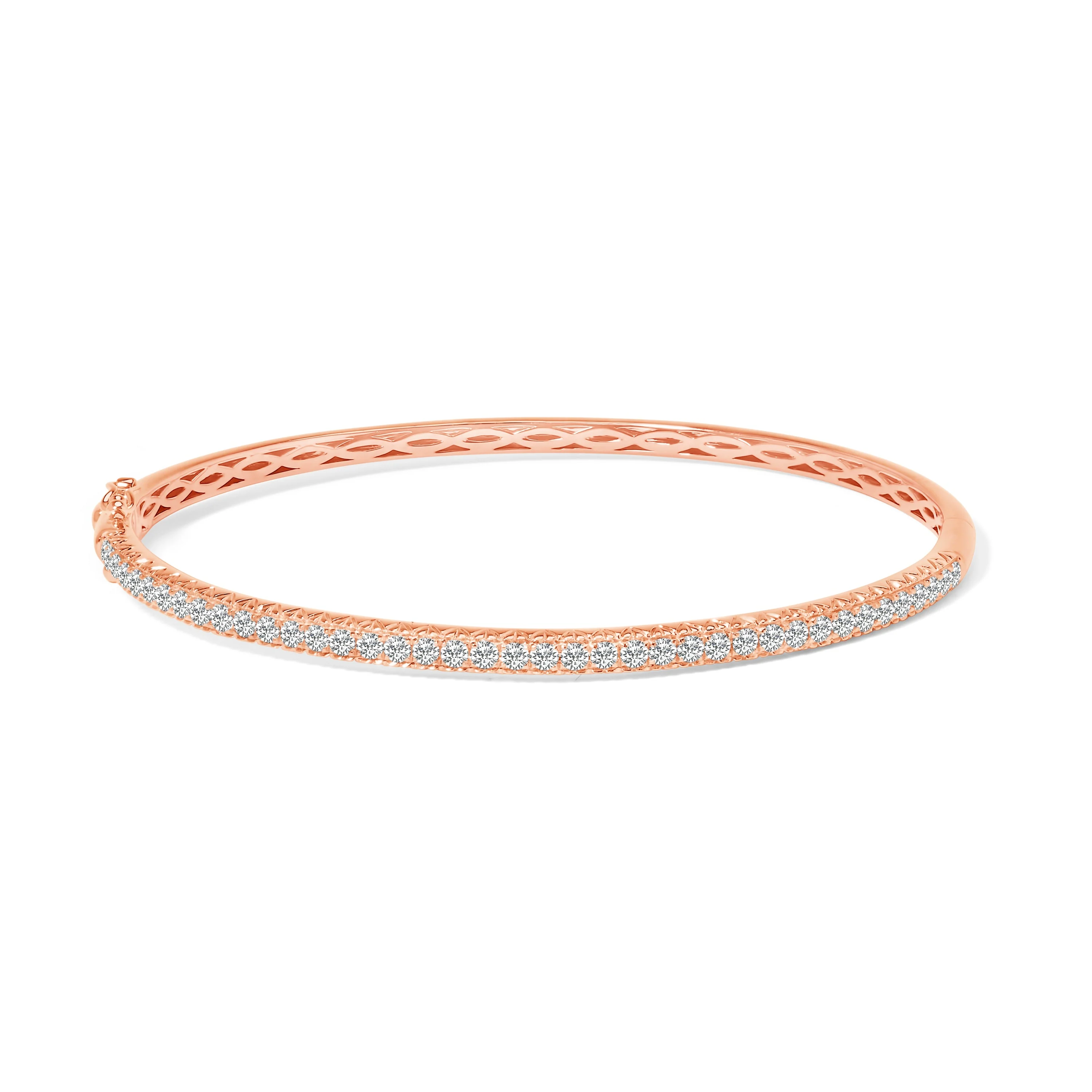 14K Rose Gold 1.00 Cttw Half Eternity Diamond Bangle Bracelet (G-H Color, SI2-I1 Clarity) - 7" Inches - Image 3