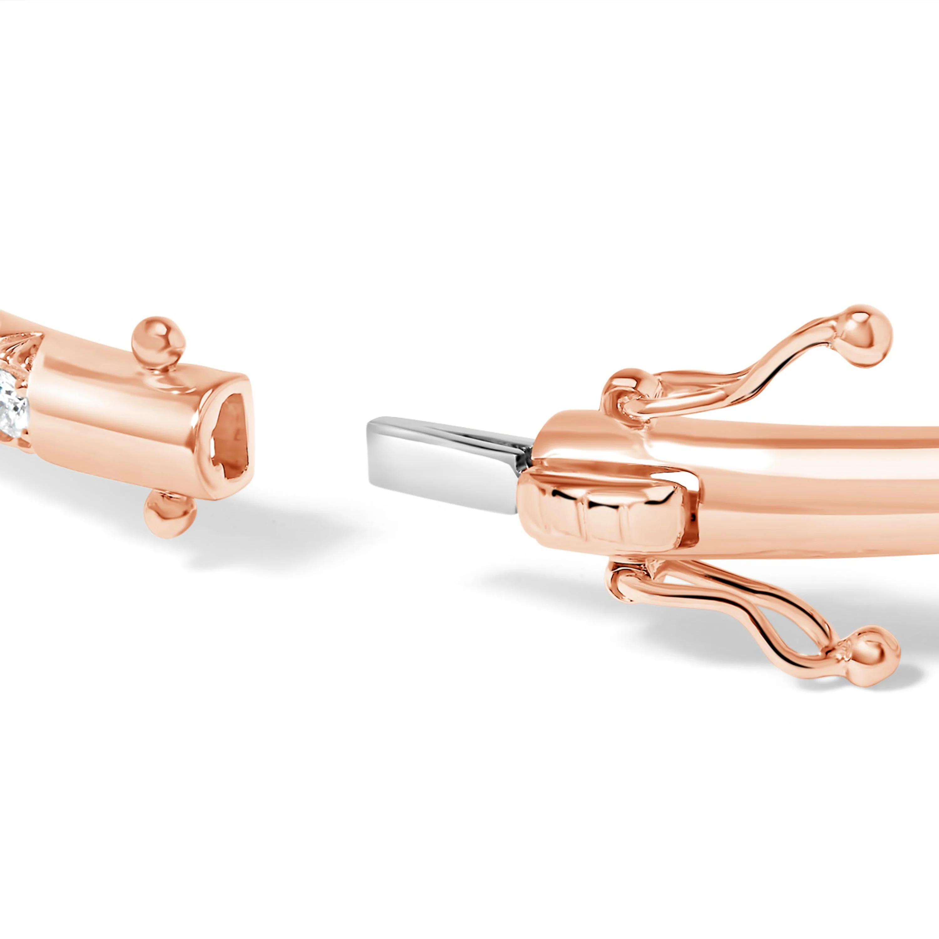 14K Rose Gold 1.00 Cttw Half Eternity Diamond Bangle Bracelet (G-H Color, SI2-I1 Clarity) - 7" Inches - Image 5