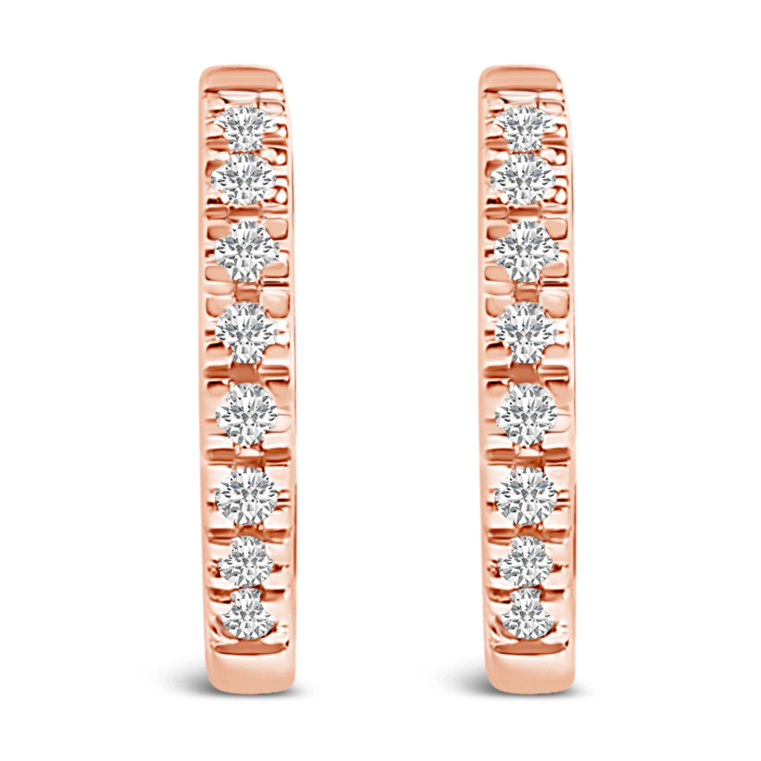 14K Rose Gold 1/5 CTW Diamond Huggie Hoop Earrings - Image 2