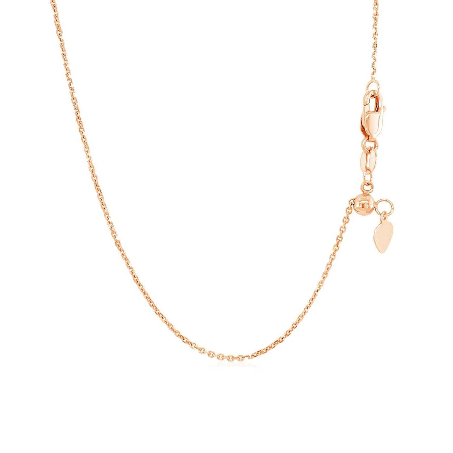14k Rose Gold Adjustable Cable Chain 0.9mm - Image 8