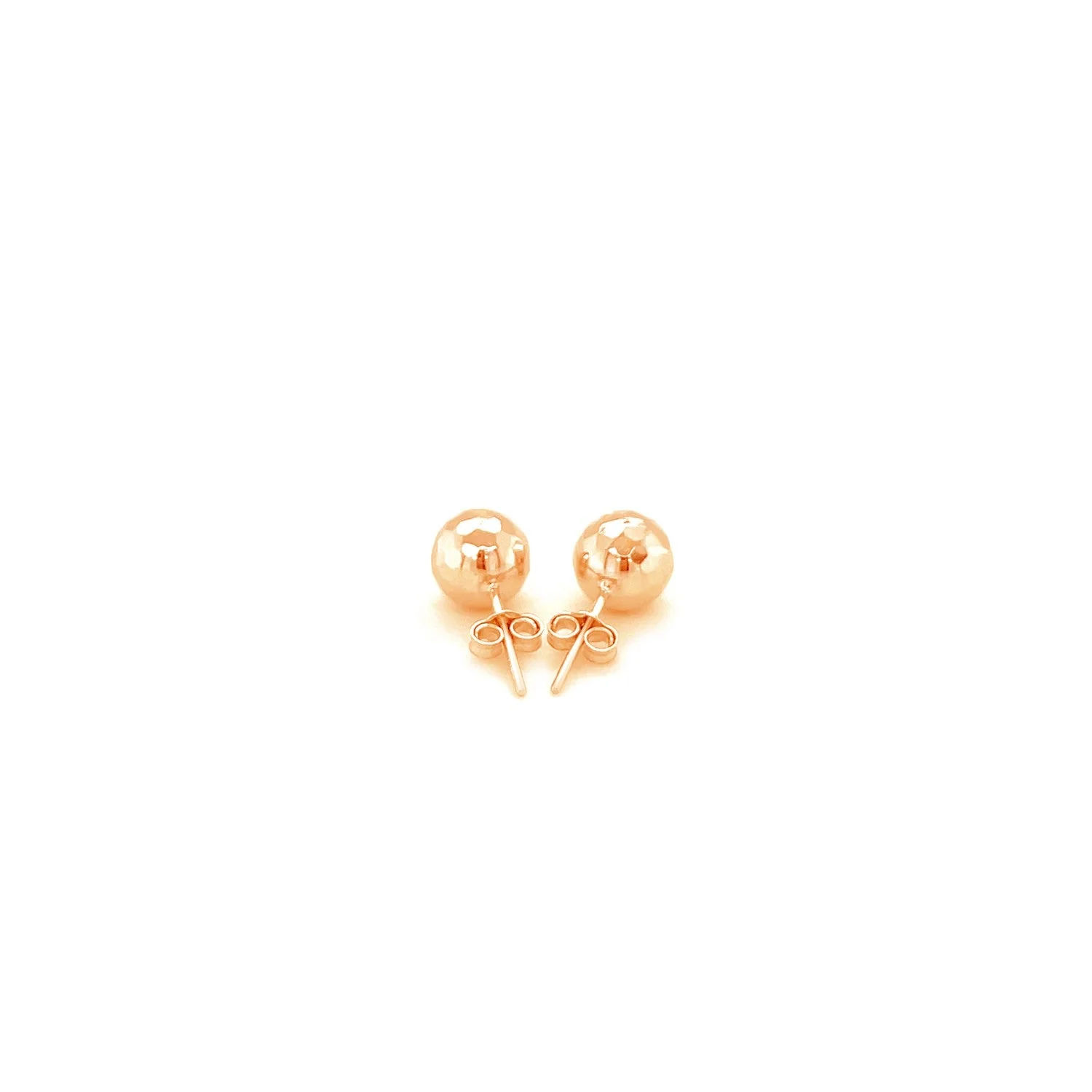 14k Rose Gold Ball Earrings with Faceted Texture - Image 6
