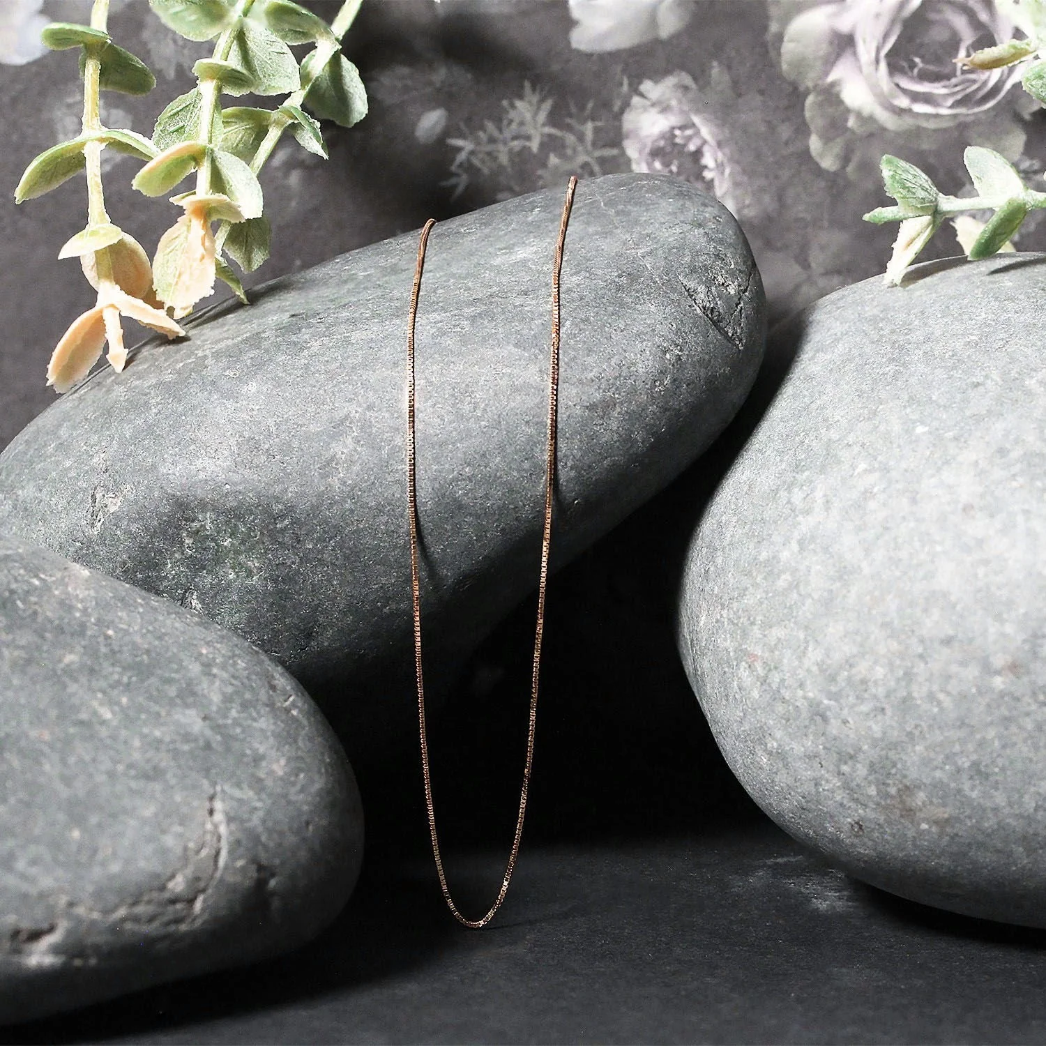 14k Rose Gold Classic Box Chain 0.45mm - Image 10