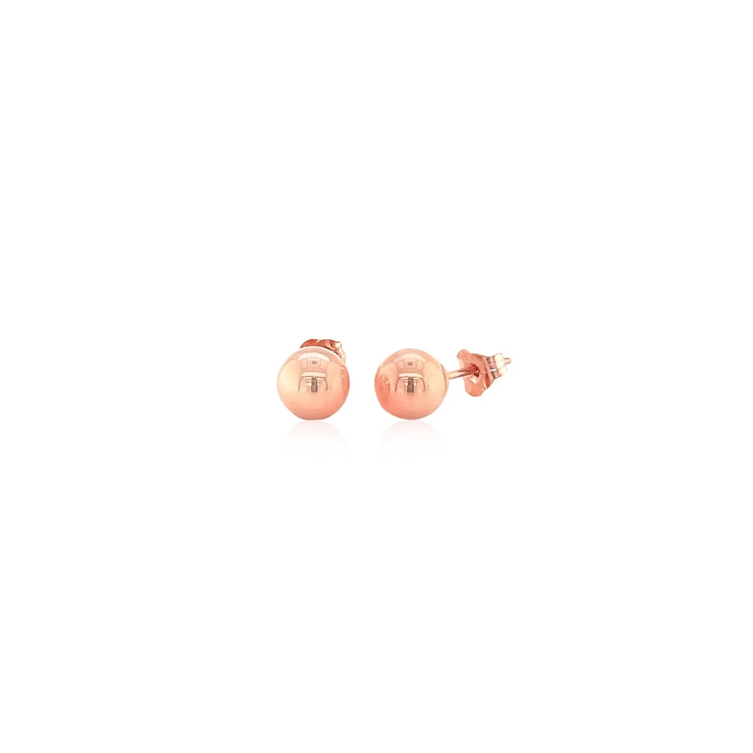 14k Rose Gold Classic Round Shape Stud Earrings (6.0 mm) - Image 5