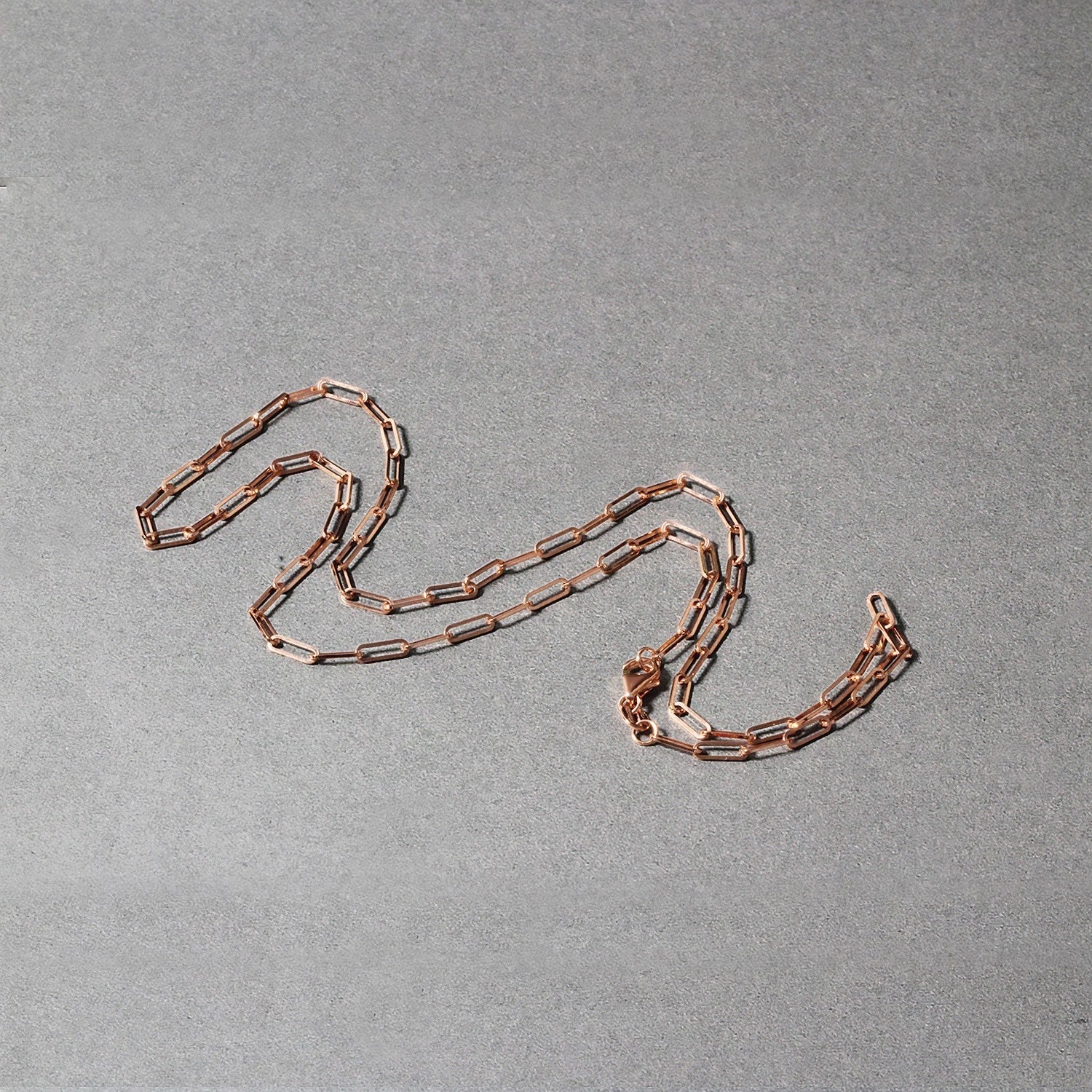 14K Rose Gold Delicate Paperclip Chain (2.1mm) - Image 11