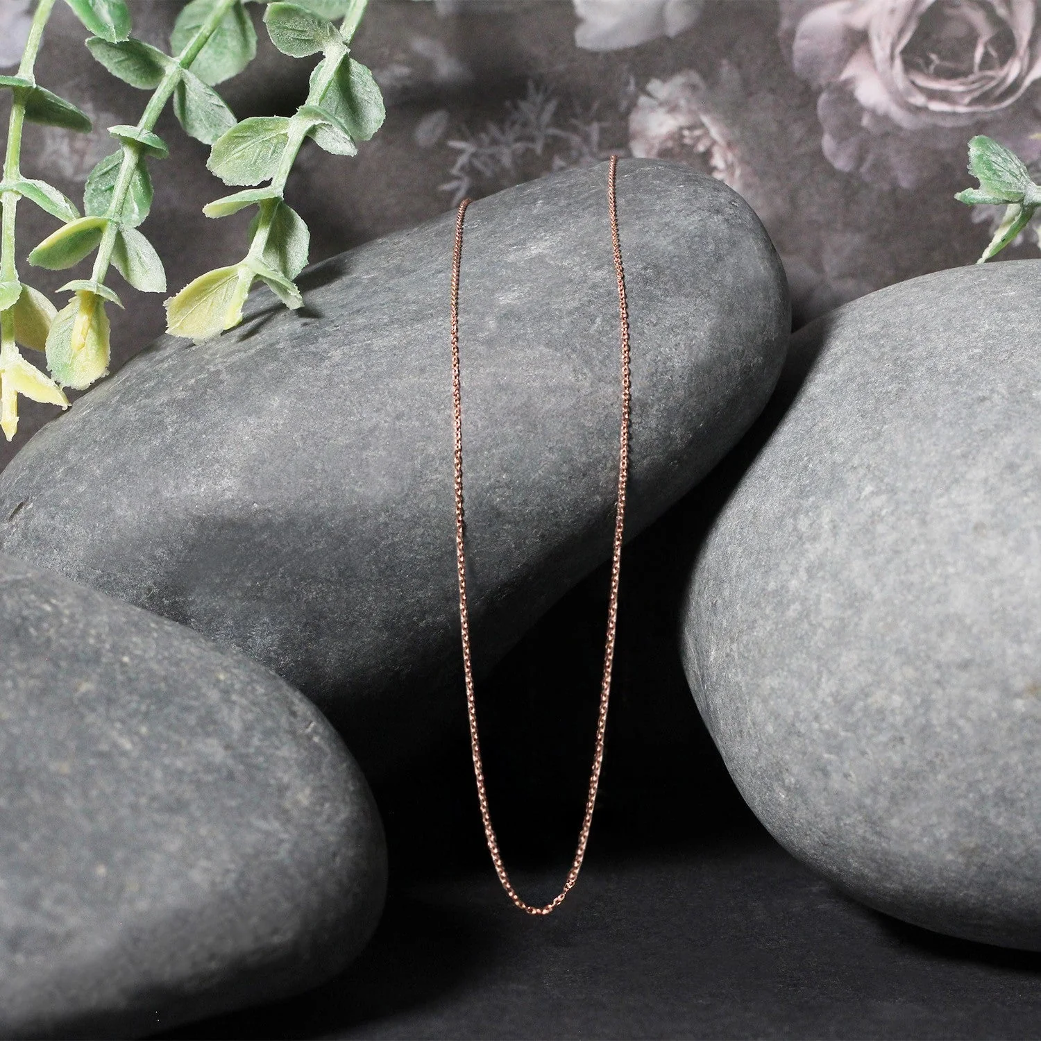 14k Rose Gold Diamond Cut Cable Link Chain 0.7mm - Image 10