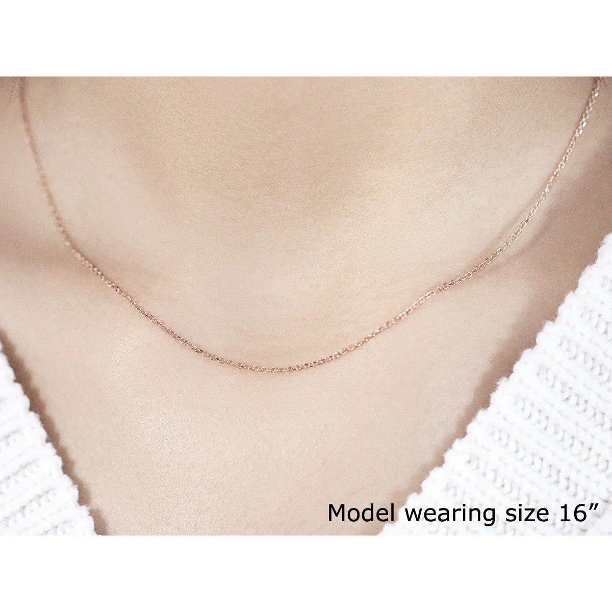 14k Rose Gold Diamond Cut Cable Link Chain 1.1mm - Image 4