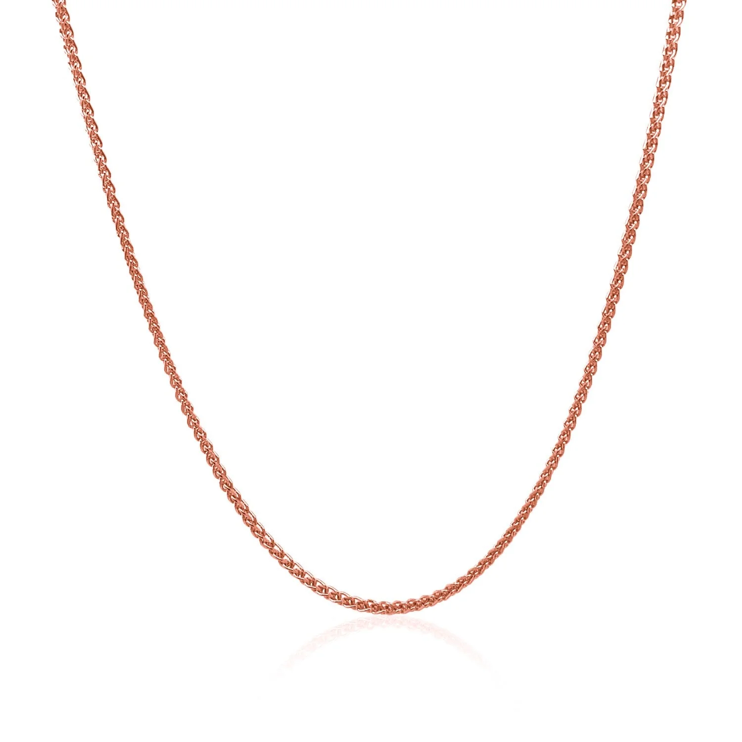 14k Rose Gold Diamond Cut Round Wheat Chain 1.1mm - Image 7