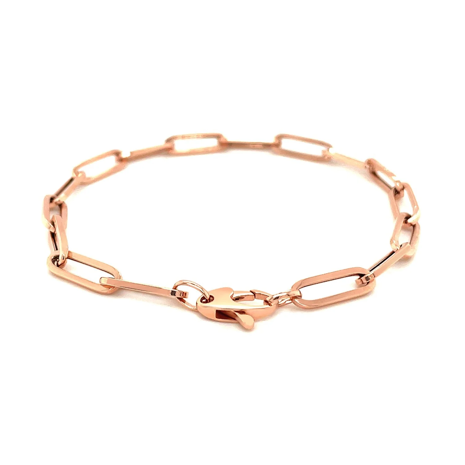 14K Rose Gold Extra Wide Paperclip Chain Bracelet - Image 7