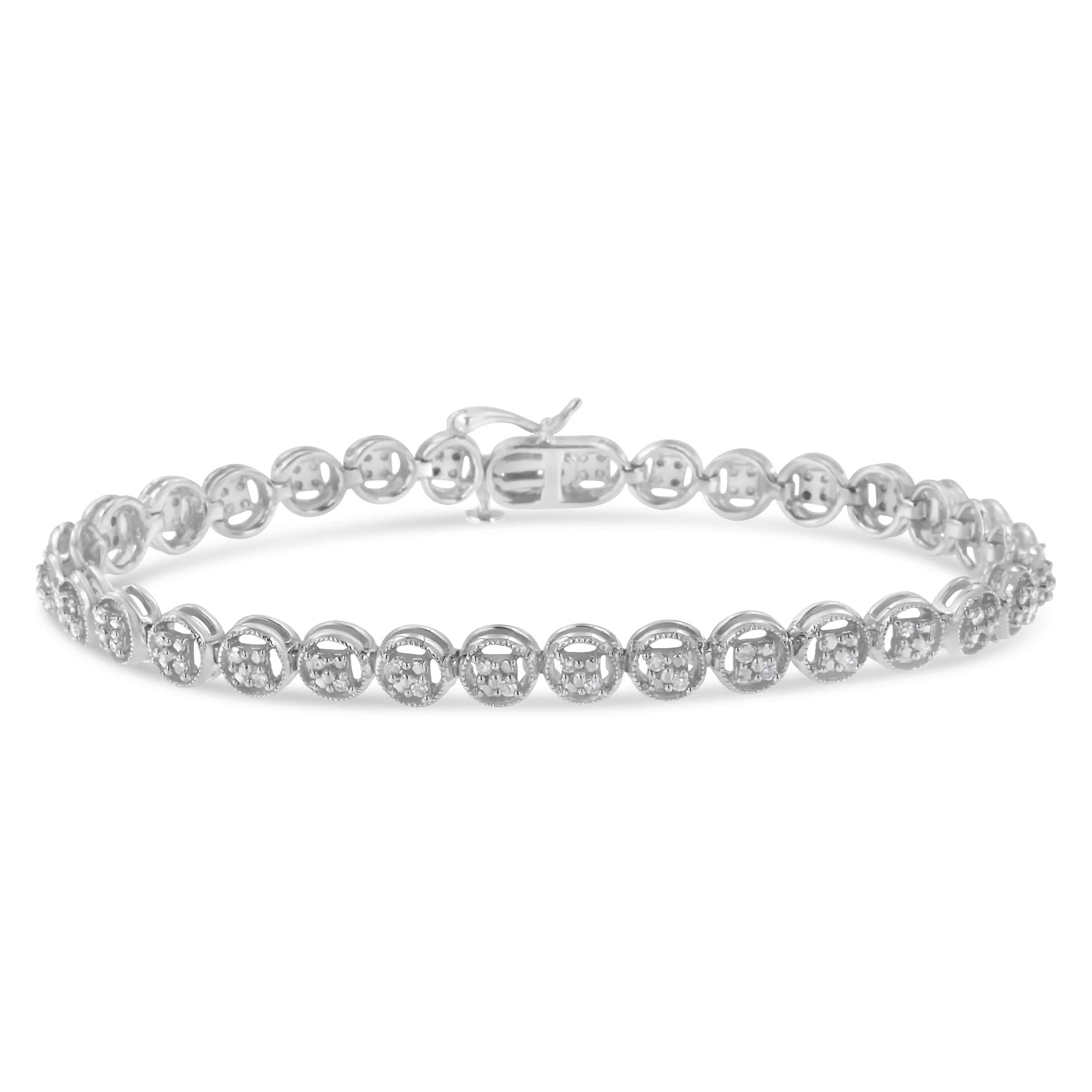 14K Rose Gold Over .925 Sterling Silver 1/4 Cttw Diamond 7" Open Circle Wheel Link Tennis Bracelet (I-J Color, I2-I3 Clarity) - Image 15