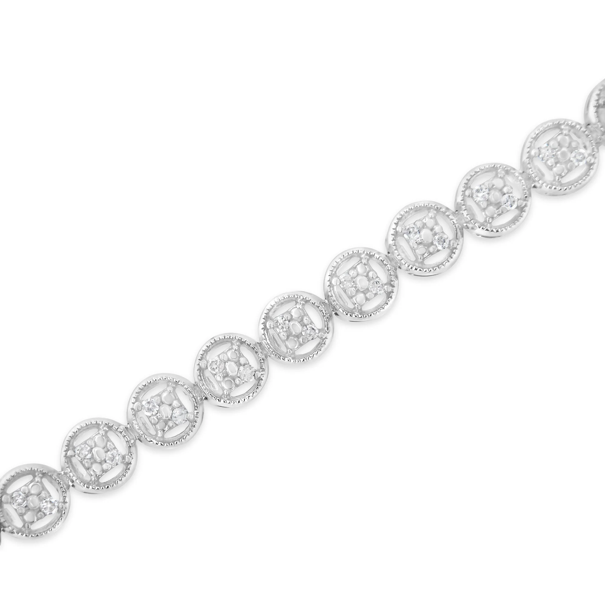 14K Rose Gold Over .925 Sterling Silver 1/4 Cttw Diamond 7" Open Circle Wheel Link Tennis Bracelet (I-J Color, I2-I3 Clarity) - Image 4