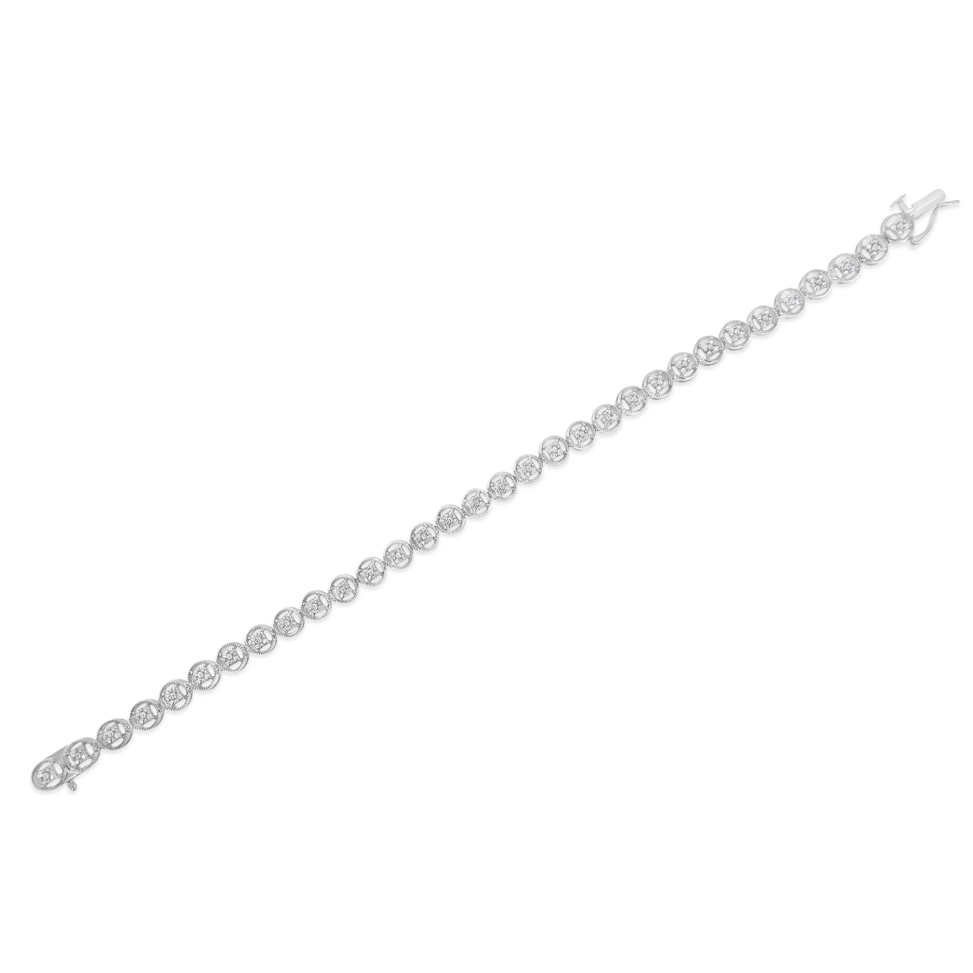14K Rose Gold Over .925 Sterling Silver 1/4 Cttw Diamond 7" Open Circle Wheel Link Tennis Bracelet (I-J Color, I2-I3 Clarity) - Image 5