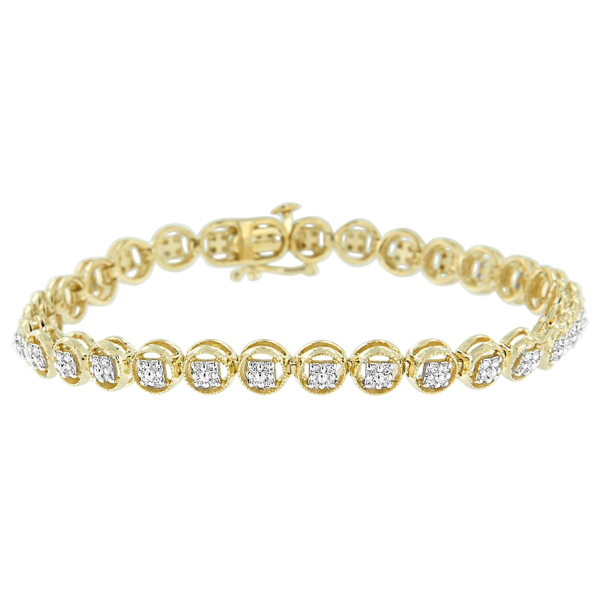 14K Rose Gold Over .925 Sterling Silver 1/4 Cttw Diamond 7" Open Circle Wheel Link Tennis Bracelet (I-J Color, I2-I3 Clarity) - Image 9