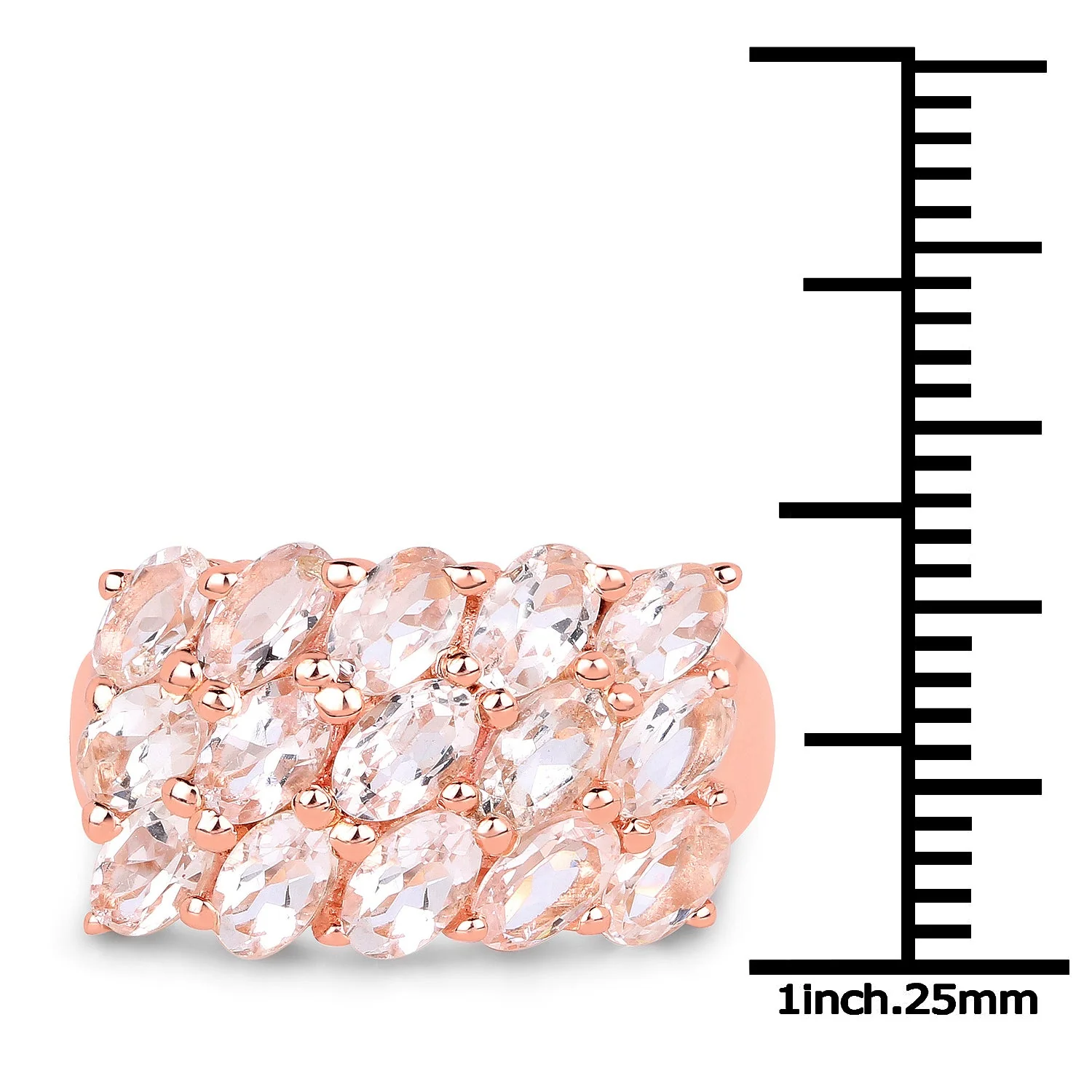 14K Rose Gold Plated 3.30 Carat Genuine Morganite .925 Sterling Silver Ring - Image 3