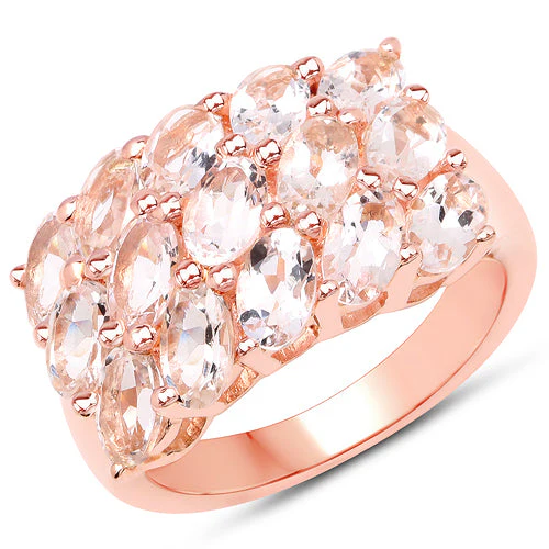14K Rose Gold Plated 3.30 Carat Genuine Morganite .925 Sterling Silver Ring - Image 5
