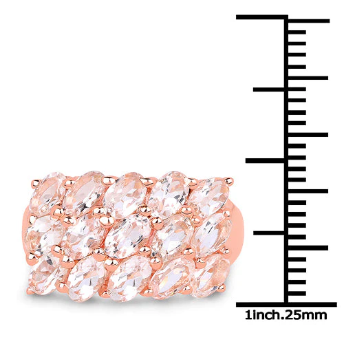 14K Rose Gold Plated 3.30 Carat Genuine Morganite .925 Sterling Silver Ring - Image 7