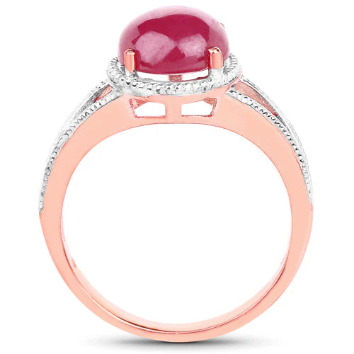 14K Rose Gold Plated 5.05 Carat Glass Filled Ruby .925 Sterling Silver Ring - Image 5