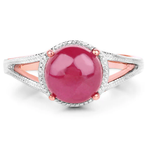 14K Rose Gold Plated 5.05 Carat Glass Filled Ruby .925 Sterling Silver Ring - Image 6