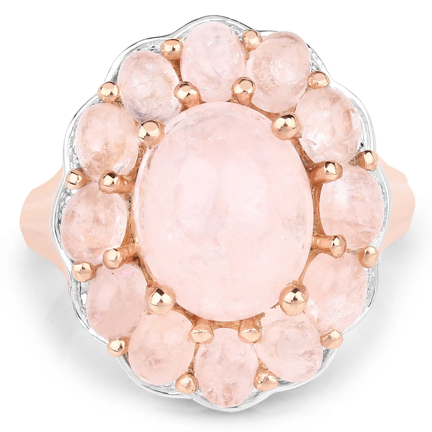 14K Rose Gold Plated 6.76 Carat Genuine Morganite .925 Sterling Silver Ring - Image 3