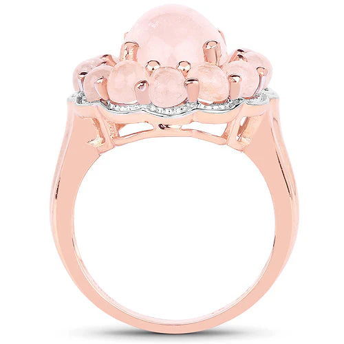 14K Rose Gold Plated 6.76 Carat Genuine Morganite .925 Sterling Silver Ring - Image 5